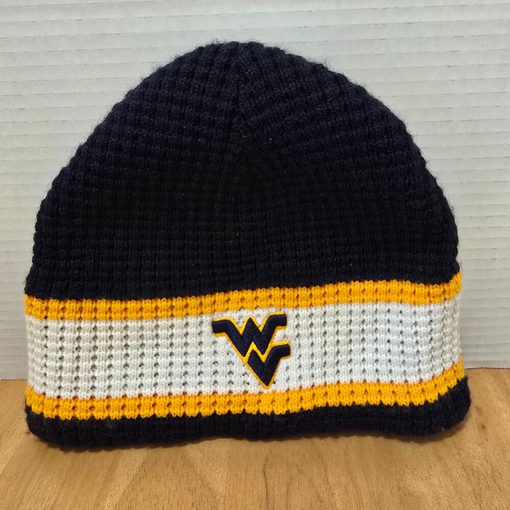 West Virginia Mountaineers Knit Toboggan Beanie Fleece Lined Embroidered Navy